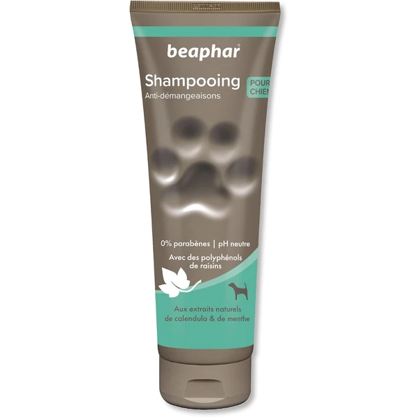 BEAPHAR – Shampoing Anti-démangeaisons pour chien – Extraits naturels de Calendula, de Menthe et du polyphénol de raisin – Apaise les démangeaisons et irritations – pH neutre et sans parben – 250ml — Beaphar, noté 4.4/5