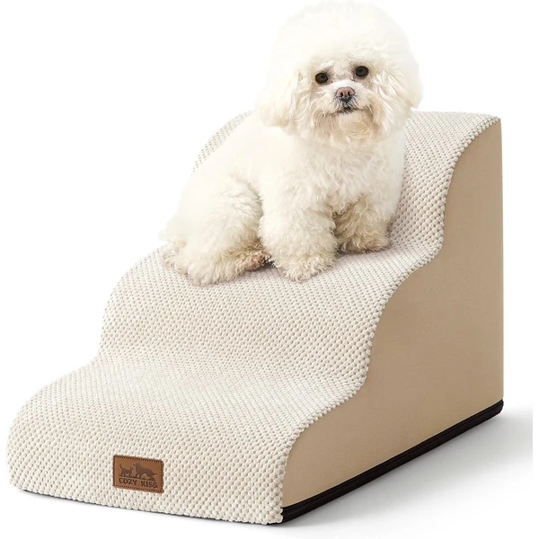 COZY KISS Escalier pour Chien, Étape pour Animaux en Éponge avec Couvercle Amovible, Échelle pour Chiot, Chat, Animaux Agés, Lit et Sofa, Léger, Durable (Beige, 40x57x40cm, 3) — COZY KISS, noté 4.6/5