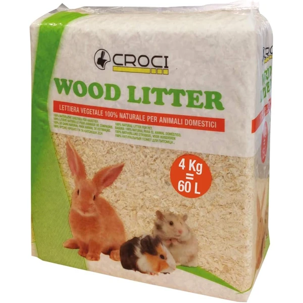 Croci LITIÈRE VÉGÉTALE Wood Litter, litière végétale Naturelle pour rongeurs 60 lt 4kg — Croci, noté 4.6/5
