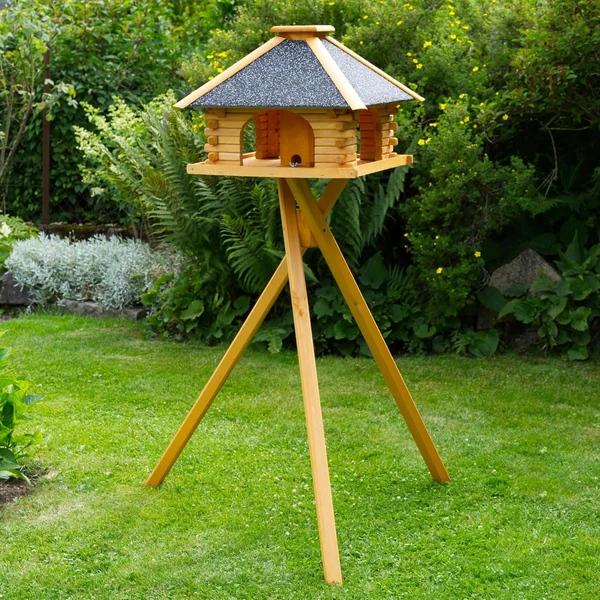 Deko-Shop-Hannusch Mangeoire à Oiseaux Stable en Bois Enduit et sur Pieds, Toit recouvert de crépi — Deko-Shop-Hannusch, noté 4.7/5