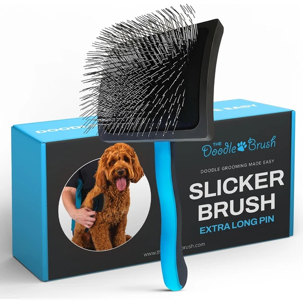 The Doodle Brush Brosse Chien Slicker Poil Long à Picots Démêlante | Élimine Nœuds et Bourres, Manche Ergonomique, Pelages Bouclés, Réduit la Mue, Toilettage Quotidien, Peaux Sensibles — The Doodle Brush, noté 4.6/5