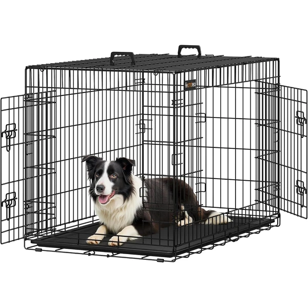 Feandrea Cage pour Chien Pliable avec 2 Portes, Plateau Amovible, 107 x 70 x 77,5 cm, Taille XL, Noir PPD42H — Feandrea, noté 4.6/5