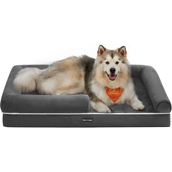Feandrea Panier pour Chien Grande Taille XXXL Orthopédique, Canapé, Lit pour Chien Déhoussable Lavable, Rembourrage Moelleux, Bords Rehaussés, 120 x 85 x 18 cm, Antidérapant, Gris Foncé PGW078G01V1 — Feandrea, noté 4.5/5