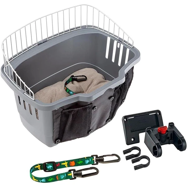 Ferplast Transport vélo pour chiens de petite taille ATLAS BIKE 20 RAPID Panier pour vélo petits chiens maxi 7 kg avec coussin lavable, box de voyage pour animaux domestiques, système pratique de fixation et de décrochage, grille de protection, ceinture de sécurité incluse, 47 x 35,5 x h 34,5 cm Gris — Ferplast, noté 4.3/5