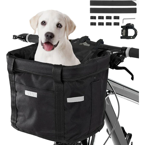 Panier vélo Pliant, Amovible Vélo Guidon Panier, Sacoche Avant de Bicyclette, Panier de Vélopour VTT, Pique-Nique, Shopping, Petit Animal Domestique (Noir) — goldmiky, noté 4.4/5