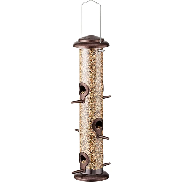 iBorn Mangeoire à oiseaux en métal à 6 ports à suspendre - Mangeoire pour oiseaux sauvages - Tournesol - Colonne d'alimentation - 35,6 cm - 6 ports — iBorn, noté 4.6/5