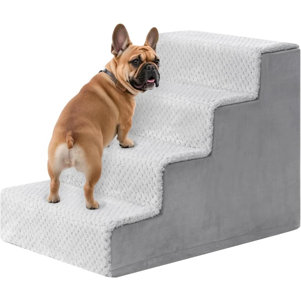 KSIIA Escalier pour Chien Escalier pour Animaux, 4 Marches Amovible et Lavable Escaliers pour Chiens Escalier pour Chat Convient aux Chiens à Pattes Courtes, Chiens âgés, Gris — KSIIA, noté 4.6/5