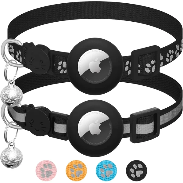 LAFAYI 2 Pack Collier Chat avec Accessoire Compatible avec Airtag Apple,Réfléchissant GPS Chat avec Anti étranglement,Réglable,GPS Airtag Non Inclus !(Noir) — LAFAYI, noté 4.1/5
