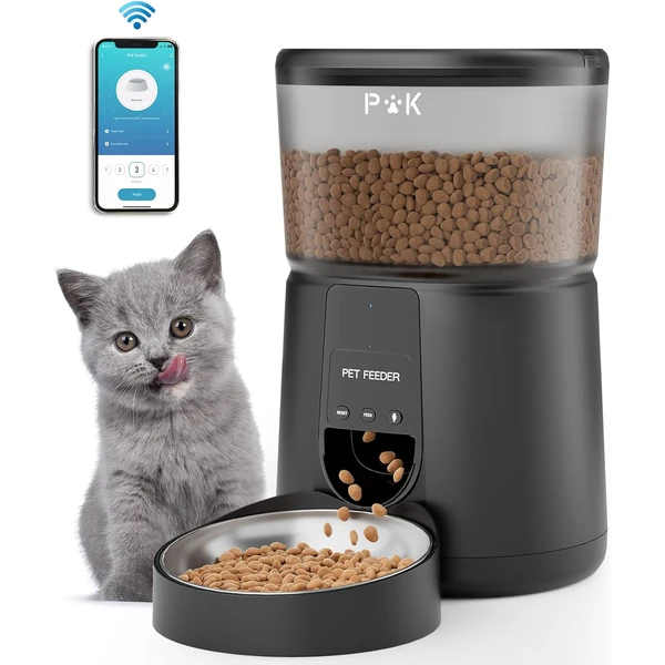 PUPPY KITTY Distributeur Croquettes Chat Automatique, 2.4G WiFi 4L Distributeur Croquettes Chat & Chien, Connecté App, Enregistrement Vocal 10S, 1-10 Repas par Jour (Blanc) — PUPPY KITTY, noté 4.4/5