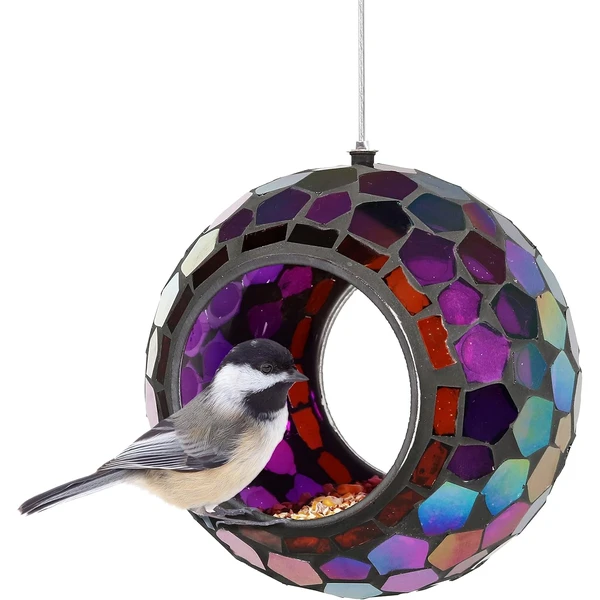 Sunnydaze Mangeoire à oiseaux en verre à suspendre en mosaïque de verre pour l'extérieur — Sunnydaze, noté 4.7/5