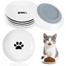6 pcs Gamelle Chat Ceramique, Bol Chat avec Base en Silicone | Antidérapante, Gamelle Plate pour Éviter la Fatigue des Moustaches, pour Conserver la Nourriture et l'eau des Chats et Chiots — Alitree, noté 4.8/5
