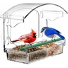 BPYOT Mangeoire à oiseaux d'extérieur en acrylique transparent avec 4 ventouses puissantes et plateau à graines amovible, fixation fenêtre — BPYOT, noté 4.6/5
