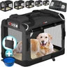 CADOCA® Cage de Transport L Anthracite pour Animaux Chien Chat Rongeur Respirant Pliable Sac de Transport Matelas Douillet | Sac de Transport Souple, Caisse pour chiens, Tissu Respirant, Pliable, Matelas douillet, 2x Poches, Gamelle pliable — Cadoca, noté 4.6/5