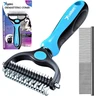 Candure Brosse Chien et Chat Professionnel Brosse Chien Poil Long Toilettage du Chien Râteau Dents à Double Face 17+9 Élimine Les Nœuds, Les Tapis et Les Cheveux Emmêlé (Azul) — Candure, noté 4.6/5