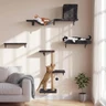 FUKUMARU Étagères Murales pour Chat, 4 en 1 Ensemble de Meubles Muraux, Mur d'escalade en Bois avec Griffoir, Pont et Lit pour Chat, Gris — FUKUMARU, noté 4.4/5