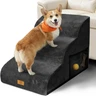 Masthome Escalier pour Chien Chat 3 Marches, Rampe Chien Canapé Lit, Noir | Protection Articulations, Poignée Poche Rangement, Antidérapante Mousse Haute Densité, Housse lavable, Max 23kg, 60*40*40cm — Masthome, noté 4.6/5
