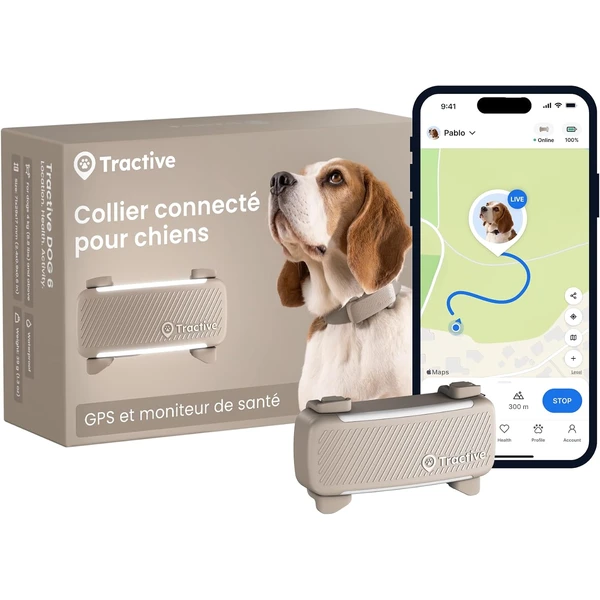 Tractive – Collier GPS pour chien | 2025 Édition | Leader du marché | Localisation en direct | Alertes anti-fugue | Moniteur d'activité et d'aboiements | Alertes de santé (Marron) — Tractive, noté 4.2/5