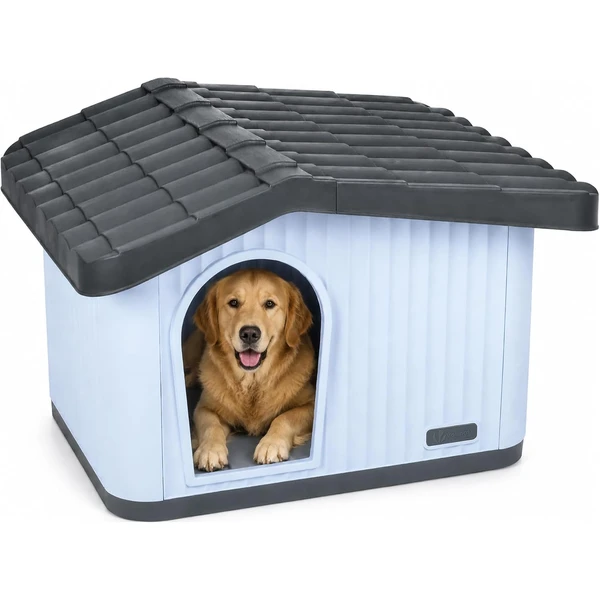 VOUNOT® Maison pour Chien Imperméable avec Toit Incliné Niche Extérieur Intérieur avec Aération et Pieds Antidérapants 75x63x51cm Abri Confortable pour Chat Chien et Lapin Blanc — vounot, noté 4.4/5